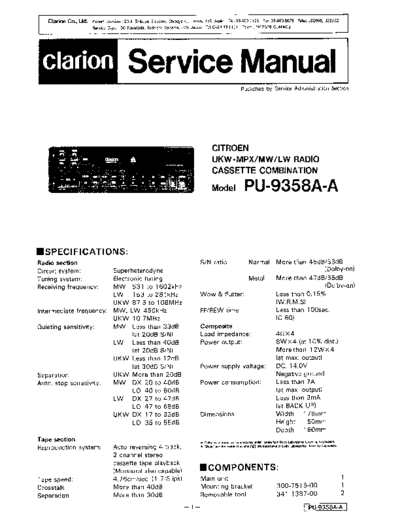 clarion Citroen PU9358A-A  clarion PU-9358A CLARION_Citroen_PU9358A-A.zip