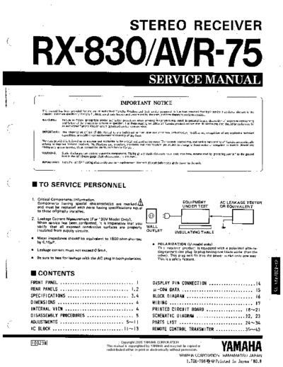 Yamaha RX-830 & AVR-75  Yamaha RX RX-830 & AVR-75 RX-830 & AVR-75.pdf